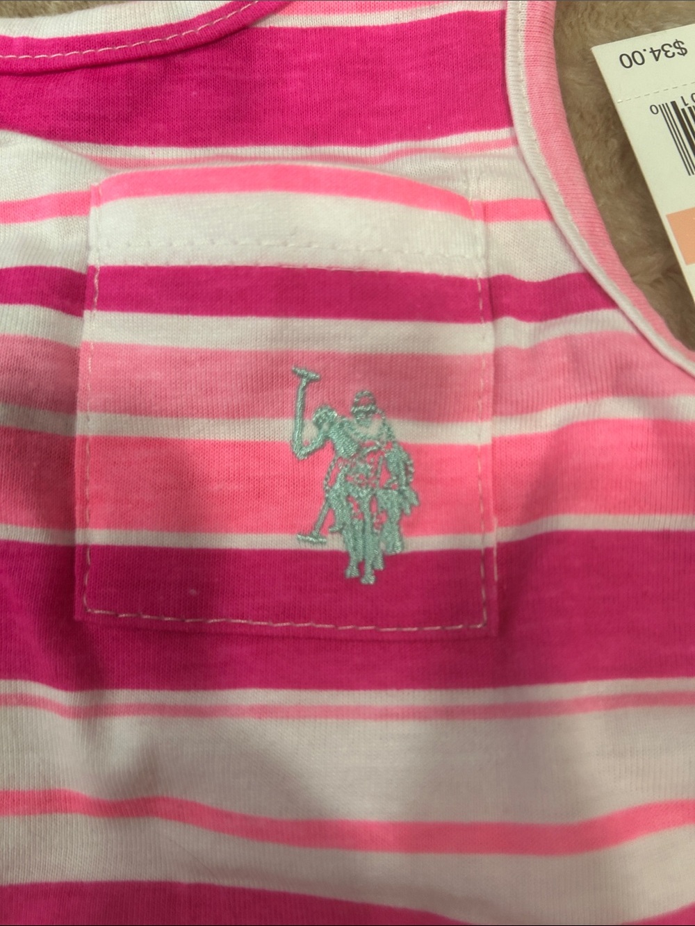 U.S. Polo Assn. Girls 2 PC Outfit Set SZ 2T NEW Tank Top Lace Shorts pink white - Picture 8 of 8